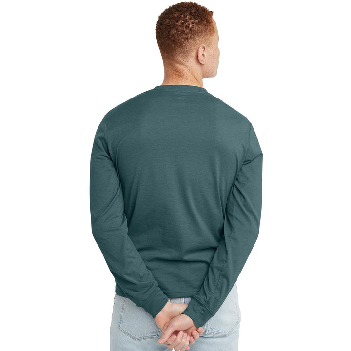 Translation missing: en.Hanes Originals Men's Cotton Long Sleeve Henley T-shirt Cactus Green-Small