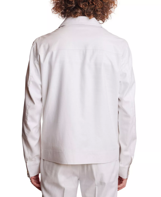 Translation missing: en.Paisley &amp; Gray Men's Bomber Jacket Size Small White Zip-Front Linen Blend Lined