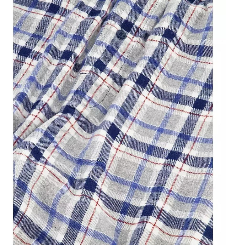 Translation missing: en.Hanes Men's 2-Pc. Henley Crew Top &amp; Ultra Soft Flannel Jogger Sleep Set Blue-Med