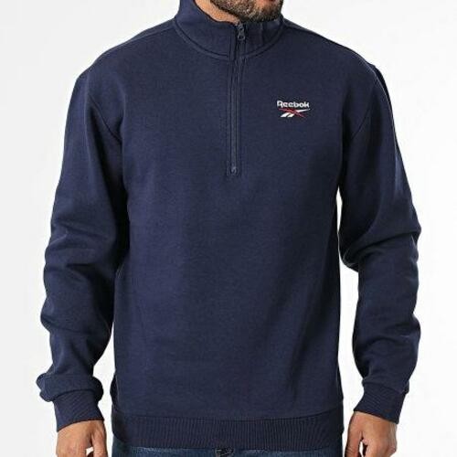 Translation missing: en.Reebok Mens Identity Quarter-Zip Fleece Sweatshirt Vector Navy Medium Reg-Fit