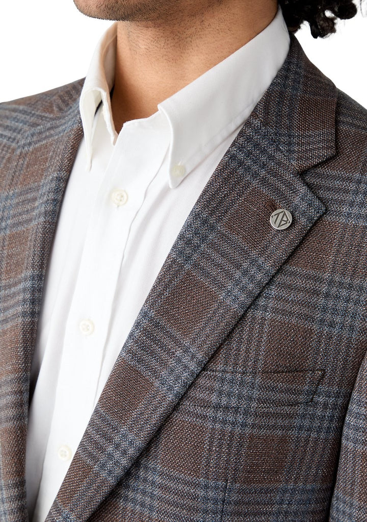 Translation missing: en.Ted Baker Men's Modern-Fit Brown Blue Plaid Sport Coat Stretch Brown Blue-36R