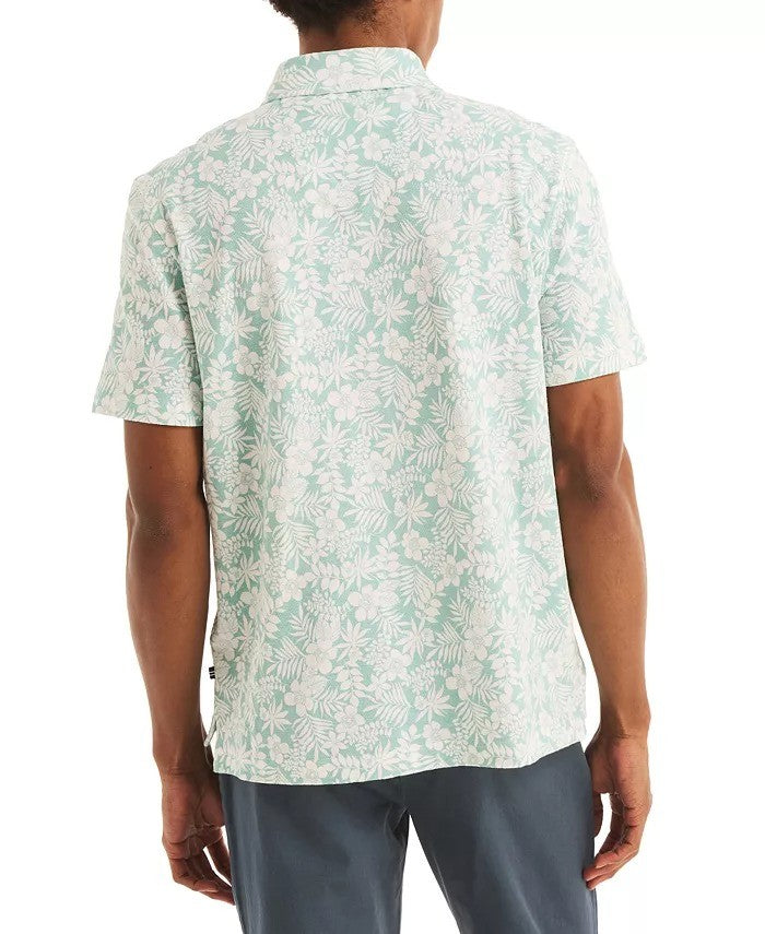 Translation missing: en.Nautica Men's Floral Print Pique Short Sleeve Polo Shirt Green White-Large