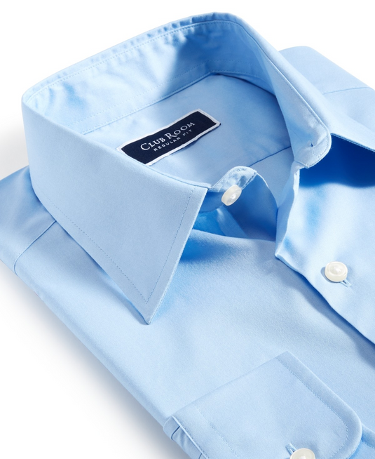 Translation missing: en.Club Room Men's Regular Fit Solid Dress Shirt Cotton Blend Placid Blue-14-14.5