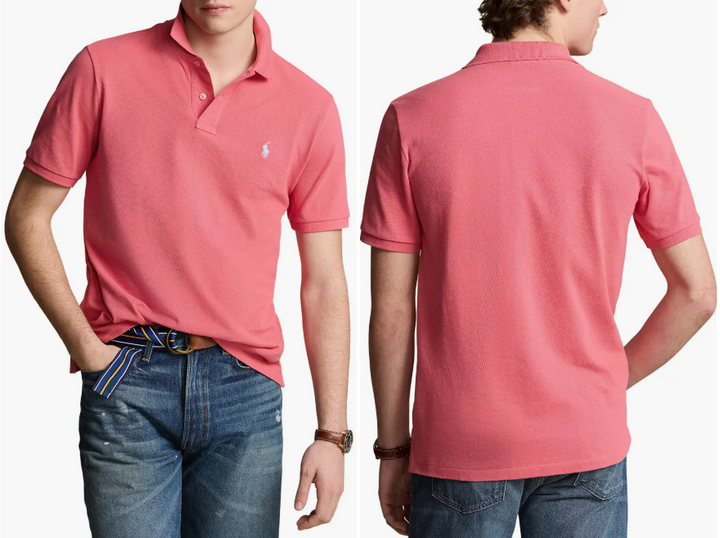 Translation missing: en.Polo Ralph Lauren Polo Shirt Men's 2XL Pale Red Custom Slim Fit Mesh Cotton