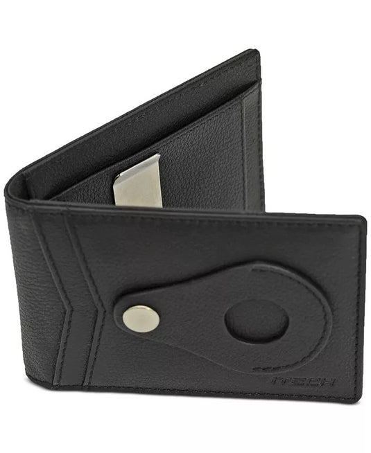 Translation missing: en.ITech Men's Pebble Leather Bi-Fold Wallet &amp; Money Clip - Black 4.5"x3"x0.37"