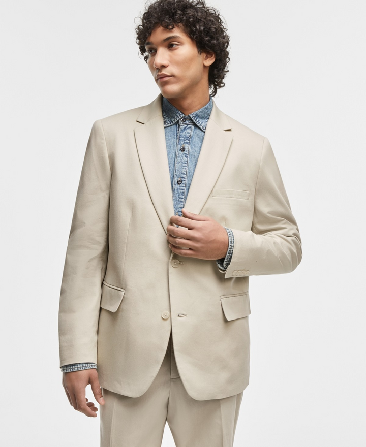 Translation missing: en.Mode of One Men's Slim-Fit Cotton Linen Blazer Dark Ecru-Size XL 44-46R