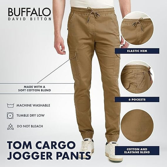 Translation missing: en.Buffalo David Bitton Cargo Tom Jogger Pants Men's 2XL Dark Beige 6 Pockets