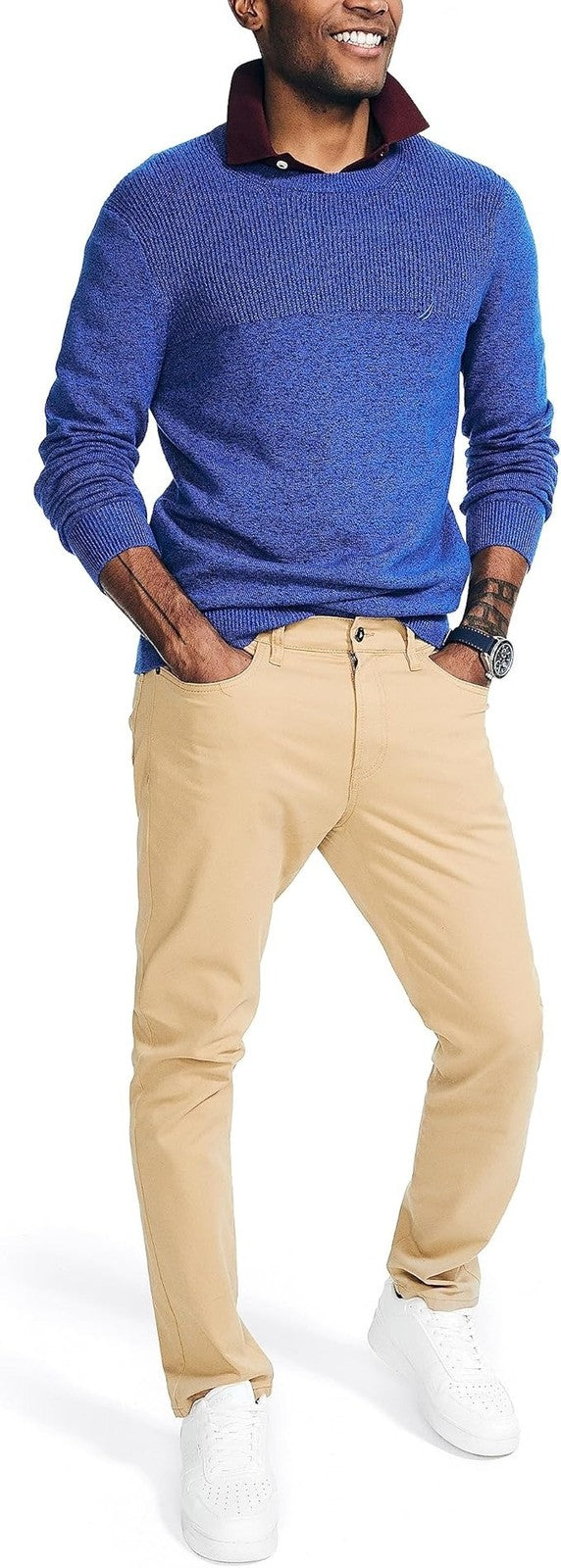 Translation missing: en.Nautica Men's Sustainably Crafted Textured Crewneck Sweater, Cobalt Blue-Large