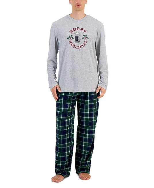Translation missing: en.Club Room Men's Holiday Plaid Fleece Pajama Top &amp; Pants Set Green Multi-Small
