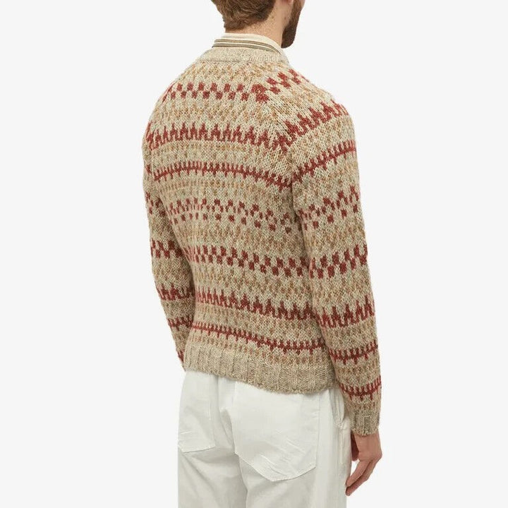 Translation missing: en.A.P.C. Men's Leonhard Crewneck Geometric Print Sweater Mastic Chine Multi-Small