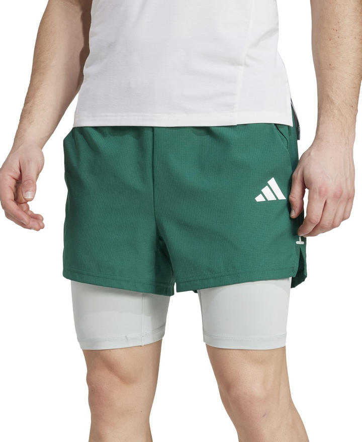Translation missing: en.adidas Men's Gym 2-in-1 7in Inseam Slim Fit Shorts Collegiate Green Pockets-2XL