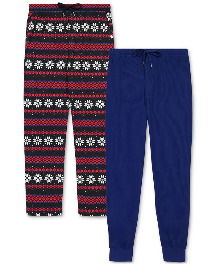 Translation missing: en.Gap Mens 2Pk. Waffle-Knit Jogger-Leg Pajama Pants Deep Cobalt &amp; Fair Isle-Large
