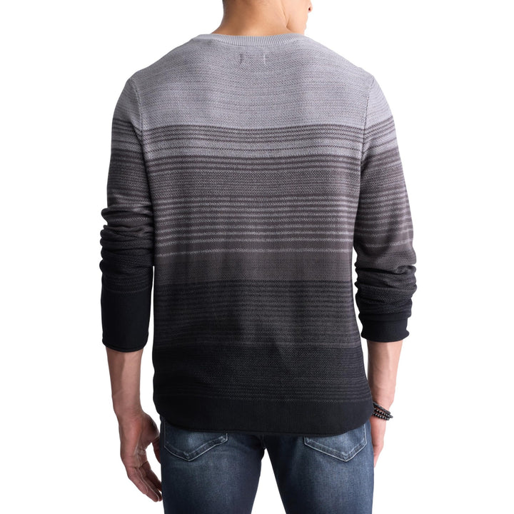 Translation missing: en.Buffalo David Men's Waldy Gradient Striped Knit Pullover Sweater Charcoal-Medium