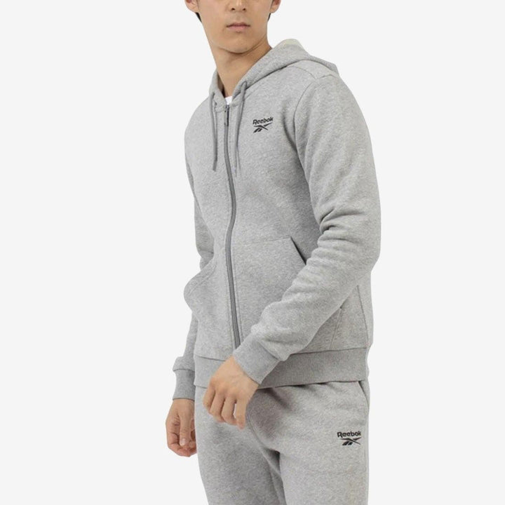 Translation missing: en.Reebok Mens Full Zip Hoodie Med Grey Heather Size Medium Fleece Logo Classic Fit