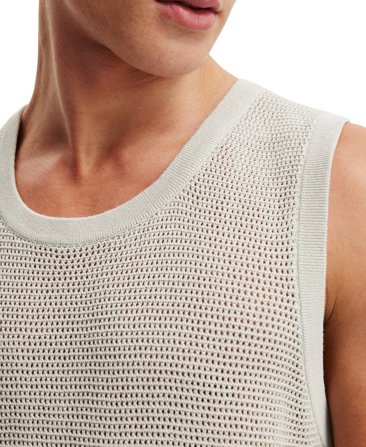 Translation missing: en.Cotton On Men's Open Knit Tank Top Loose Fit in Gray-Medium