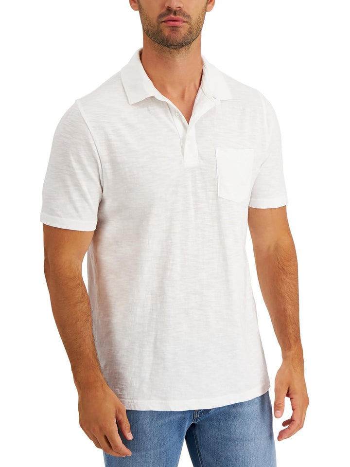 Translation missing: en.Club Room Men's Regular-Fit Slub Textured Polo Shirt White-Small