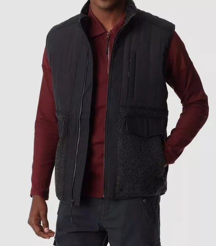 Translation missing: en.Bass Outdoor Men's Mixed Media Vest Jacket- Caviar-2XL