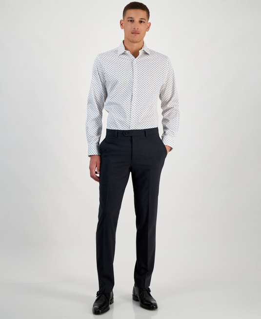 Translation missing: en.Bar III Men's Bree Slim-Fit Stretch Leaf-Print Dress Shirt White Navy-15-15.5