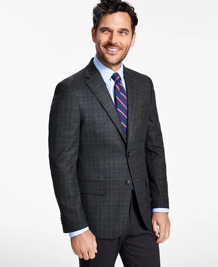 Translation missing: en.Tommy Hilfiger Conrad Men's Modern-Fit TH Flex Plaid Sport Coat-Gray Multi-36R