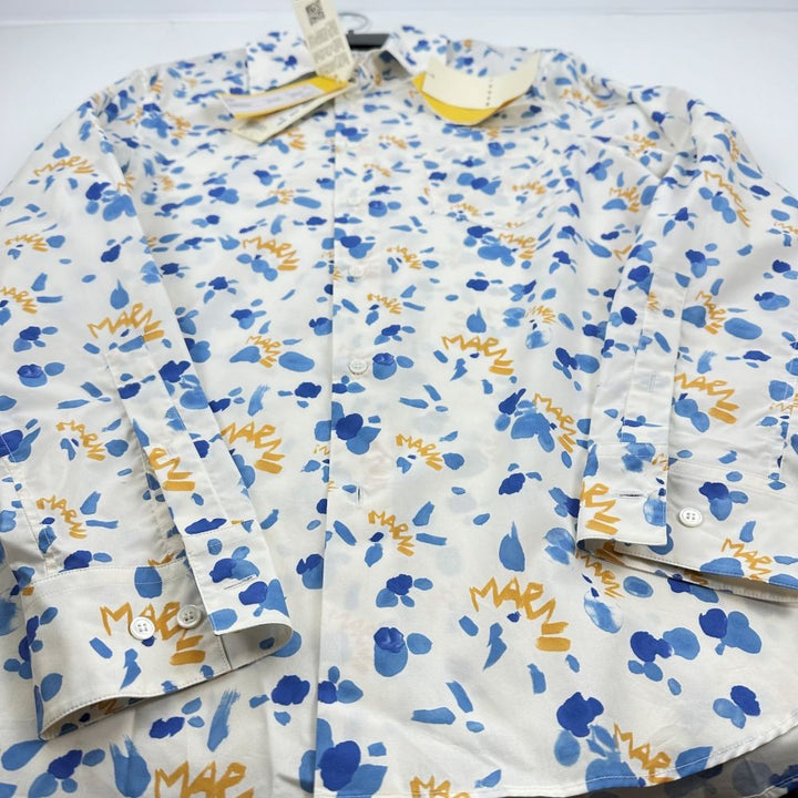 Translation missing: en.Marni Mens Prem. Cotton Logo Dripping Paint Splatter Shirt White-IT 50 US Large