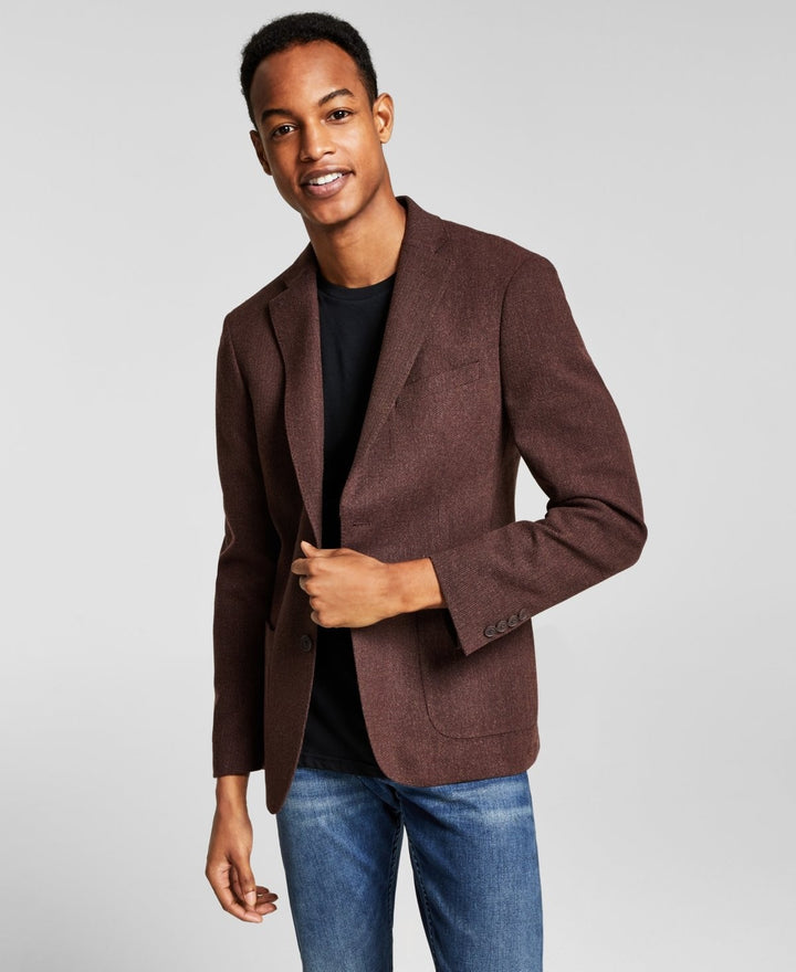 Translation missing: en.Calvin Klein Men's Slim-Fit Wool Textured Sport Coat - Rust - 34S