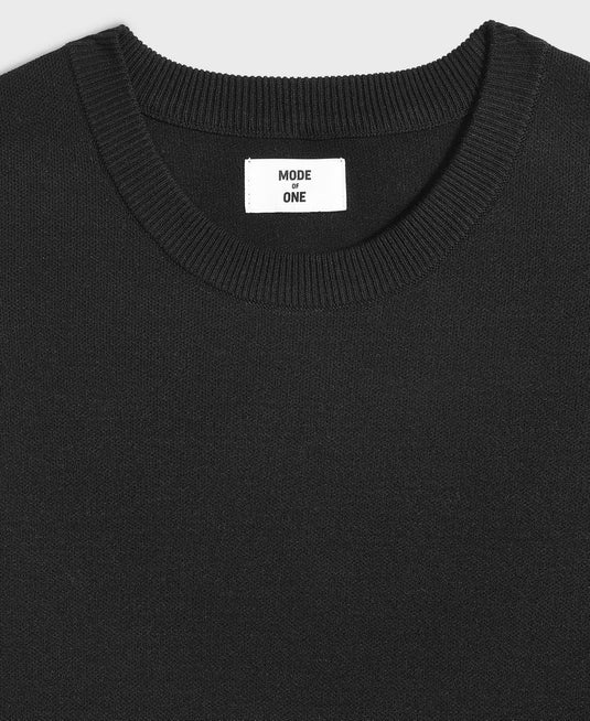 Translation missing: en.Mode of One Sweater Deep Black Size Large Relax-Fit Short-Sleeve Crewneck Mens