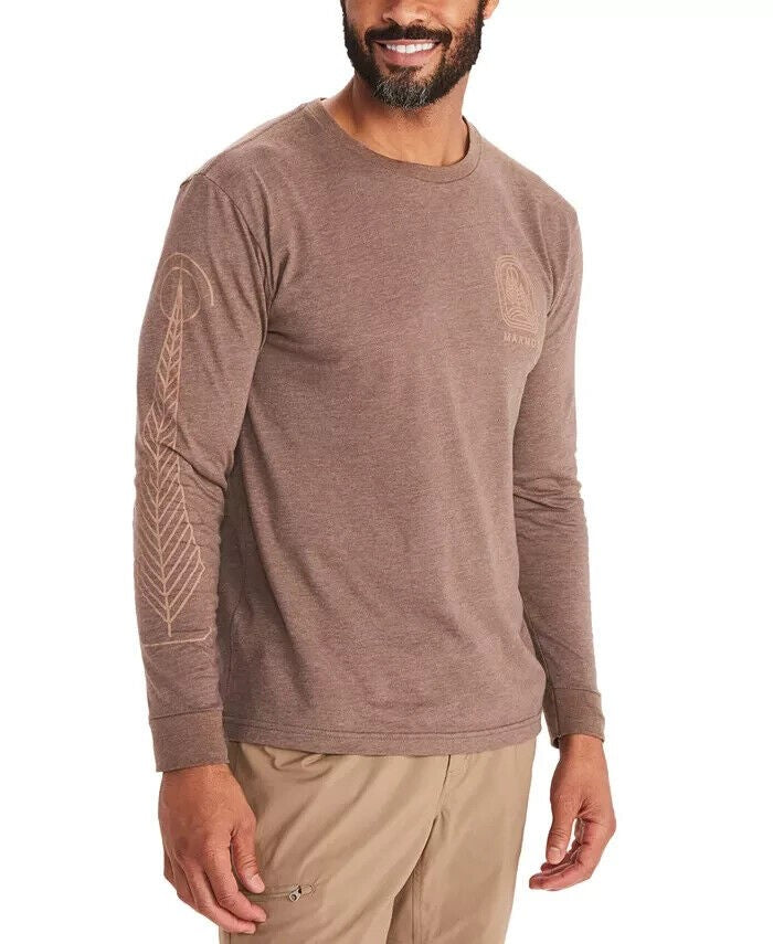Translation missing: en.MARMOT Men's Wilderness Guide Graphic Long-Sleeve T-Shirt Brown Heather-Small