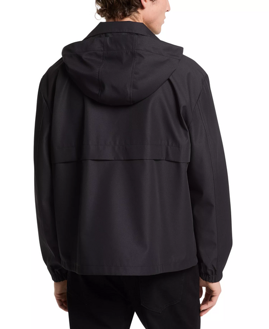 Translation missing: en.Michael Kors Men's Drawstring Hooded Windbreaker Water Resist Jacket Black-2XL