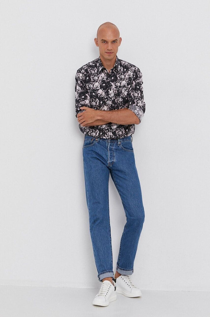 Translation missing: en.GUESS Men's Eco Collins Floral-Print Flower Fantasy Shirt in Black Multi-Large
