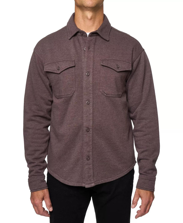 Translation missing: en.Lazer Men's Relaxed Fit Long Sleeve Burnt Fleece Shirt-Jacket Seal Brown-Small