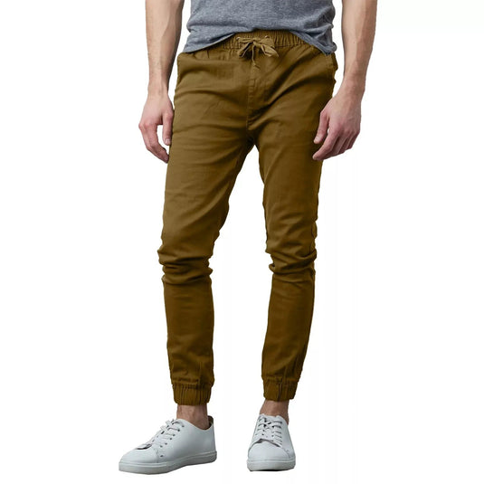Translation missing: en.Galaxy By Harvic Men's Slim Fit Basic Stretch Twill Joggers in Brown-Small