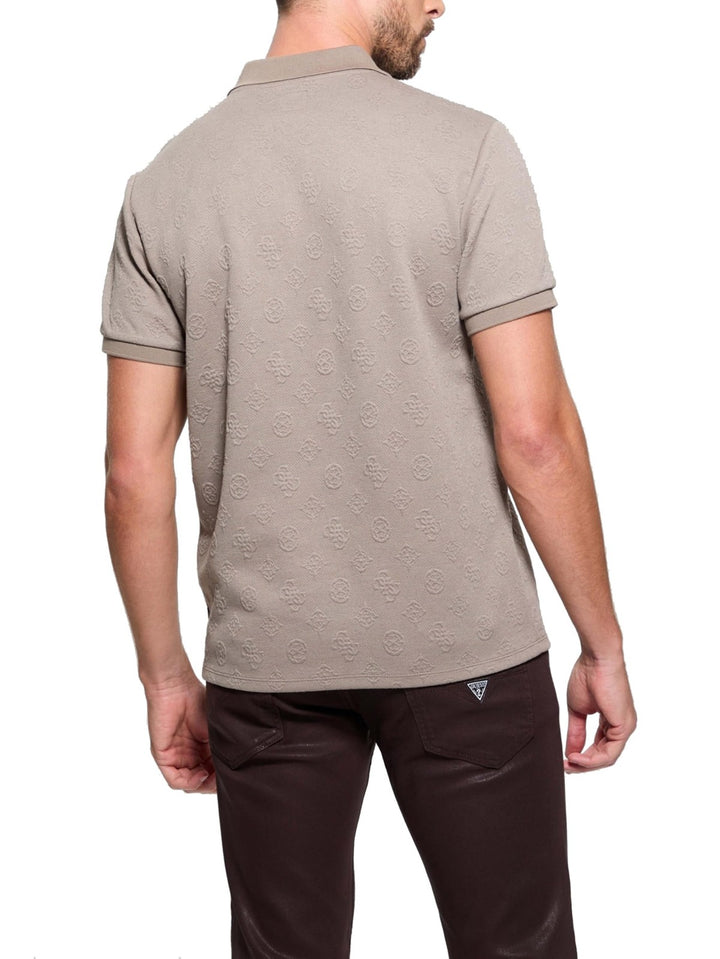 Translation missing: en.Guess Men's Peony Relaxed Fit Short Sleeve Quatro G Polo Sweater Walnut Shell-Sm