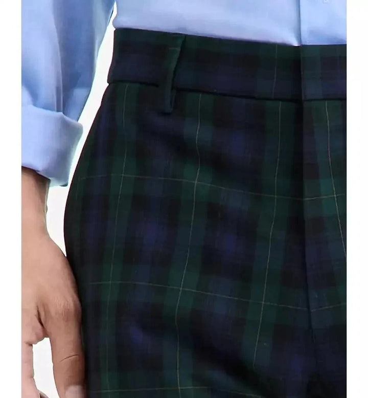 Translation missing: en.Tommy Hilfiger Men's Tate Modern-Fit Stretch Dress Fall Pants Blue Plaid-38x34