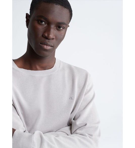 Translation missing: en.Calvin Klein Men's Smooth Cotton Monogram Logo Sweater Porpoise Gray-2XL