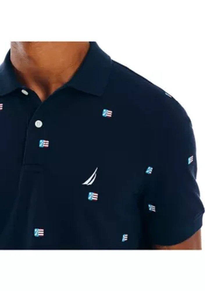 Translation missing: en.Nautica Men's Classic-Fit Icon-Print Performance Deck Polo Shirt Navy Seas-Small