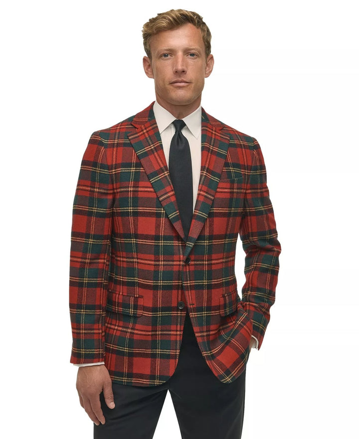 Translation missing: en.B by Brooks Brothers Men's Classic-Fit Wool-Blend Plaid Sport Coat Red Multi-54R