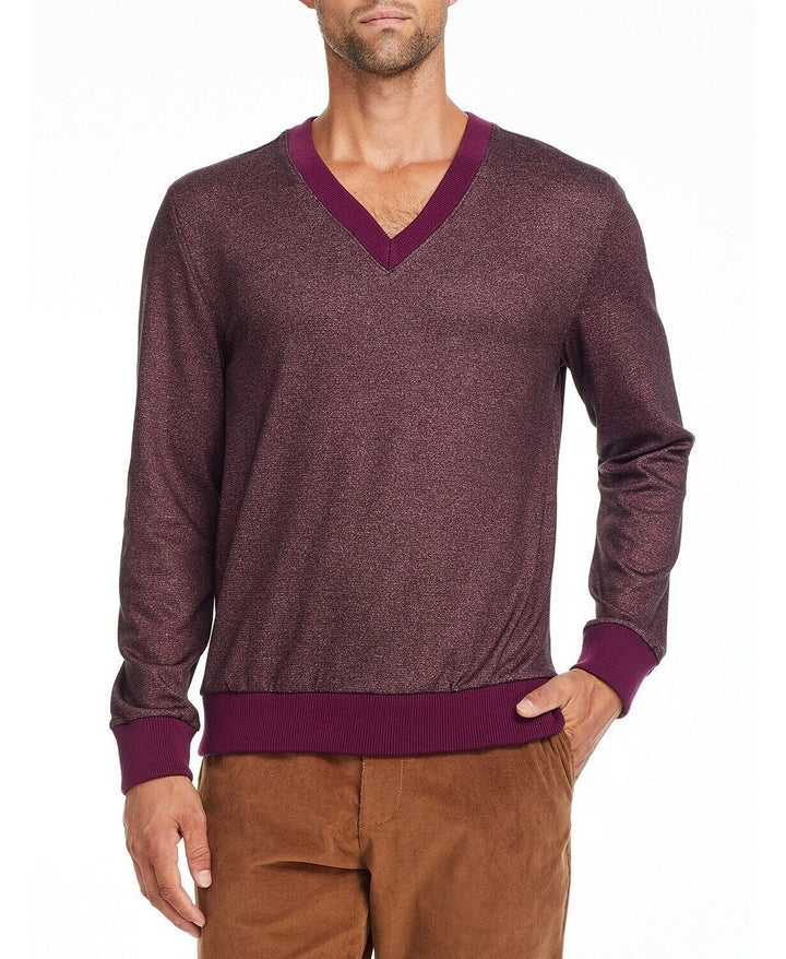 Translation missing: en.Tallia Men's Slim Fit Burgundy V Neck Sweater-Size Medium
