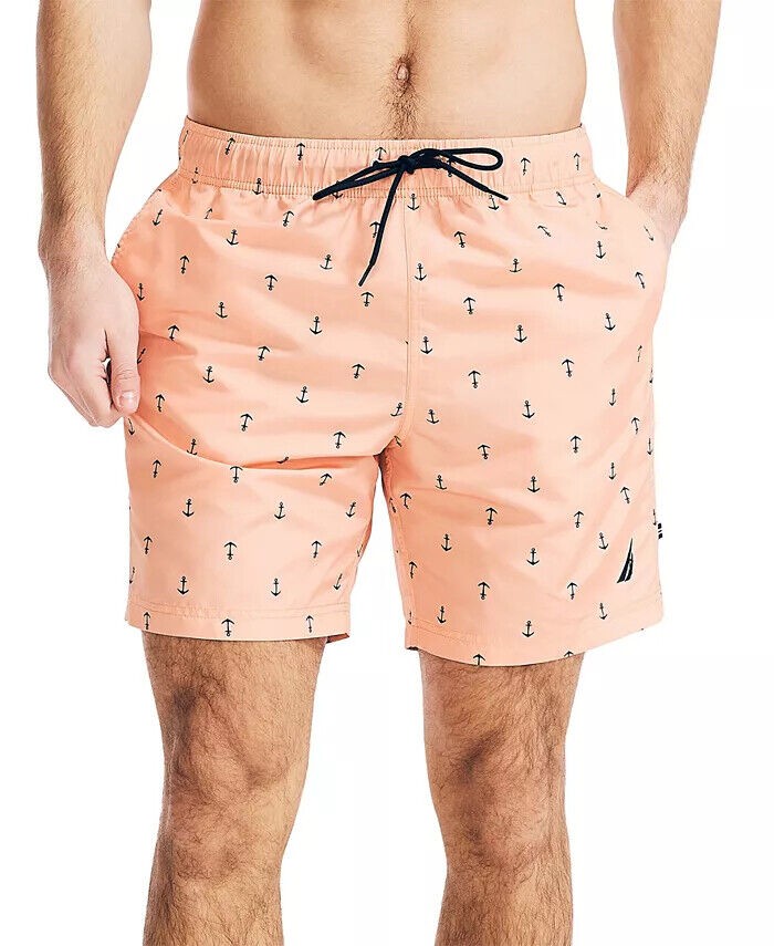 Translation missing: en.Nautica Men's Quick-Dry Anchor-Print 8" Swim Trunks In Guava Punch-2XL