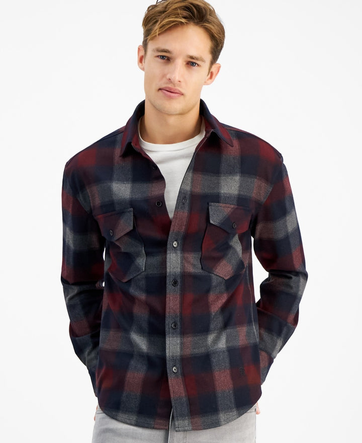 Translation missing: en.CRWTH Men's Canyon Plaid Flannel Shirt - Burgundy-Small
