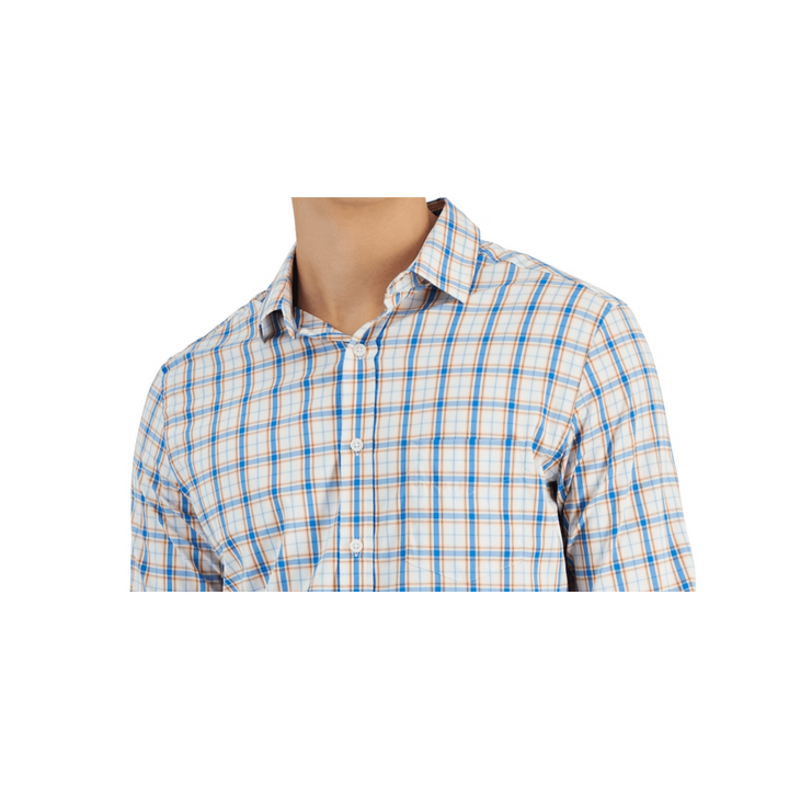 Translation missing: en.Club Room Men's Lancaster Plaid Tech Woven Button-Up Shirt Med Sapphire-XL
