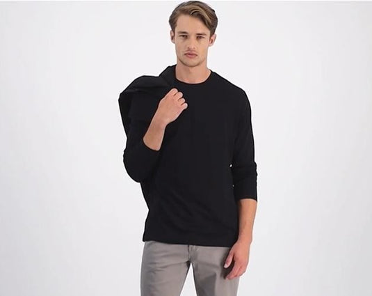 Translation missing: en.Alfani Alfatech Long Sleeve Crewneck T-Shirt Deep Black-2XL