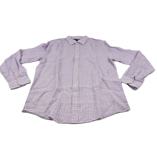 Translation missing: en.The Men's Store At Major Dept Store Regular Fit Gingham Linen Shirt Orchid-XL