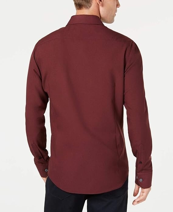 Translation missing: en.Alfani Men's Alfatech Yarn-Dyed Long Sleeve Performance Shirt Maroon - 2XL