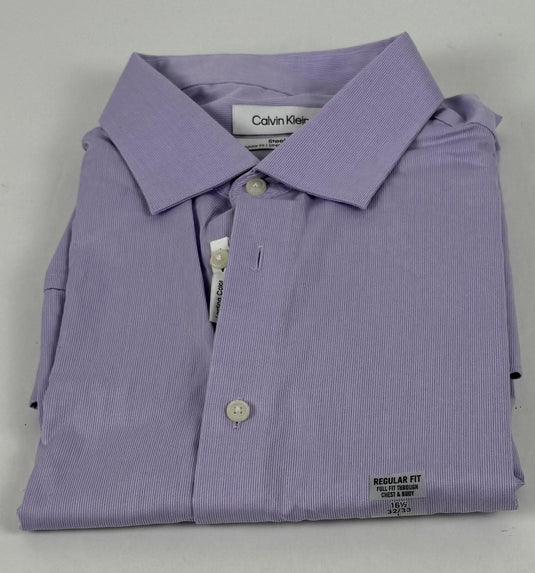 Translation missing: en.Calvin Klein Mens SteelPlus Reg Fit Modern Pin Cord Dress Shirt Lilac-16.5 32/33