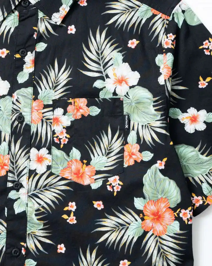 Translation missing: en.Hurley Men's Organic Wedge Short Sleeve Woven Shirt Black Multi-Small