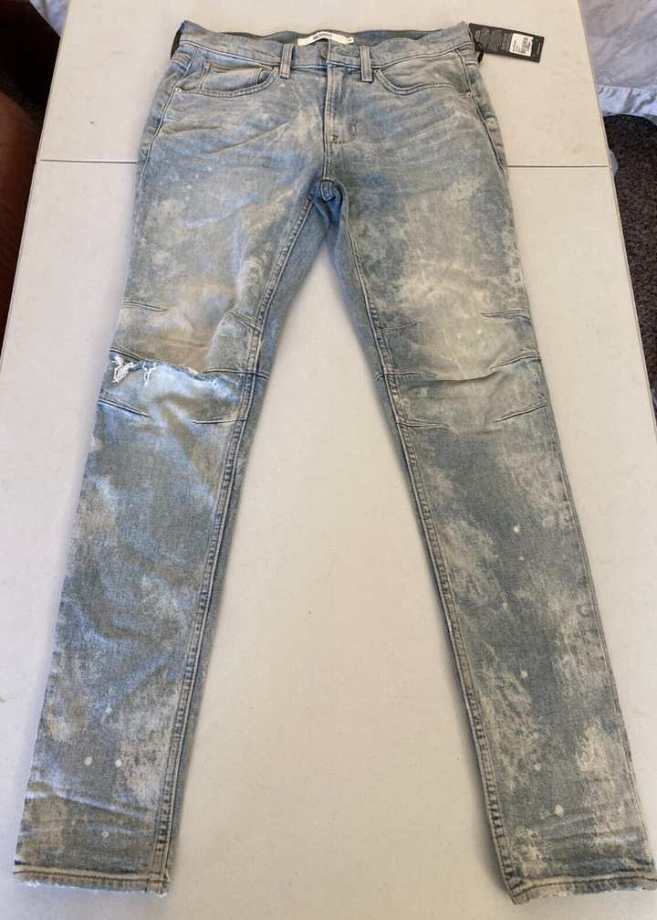 Translation missing: en.Hudson Men's Zack Skinny Fit Moto Biker Jeans In Mineral Blue-30/32