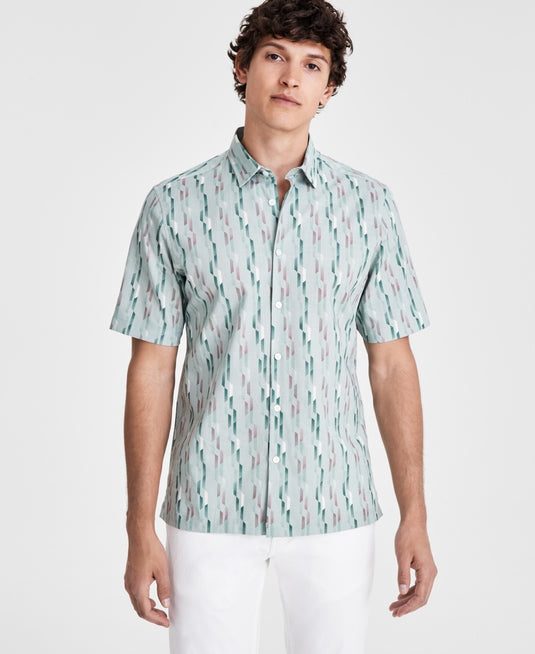Translation missing: en.Alfani Men's Nightfall Regular-Fit Geo-Print Button-Down Shirt Green Multi-XL
