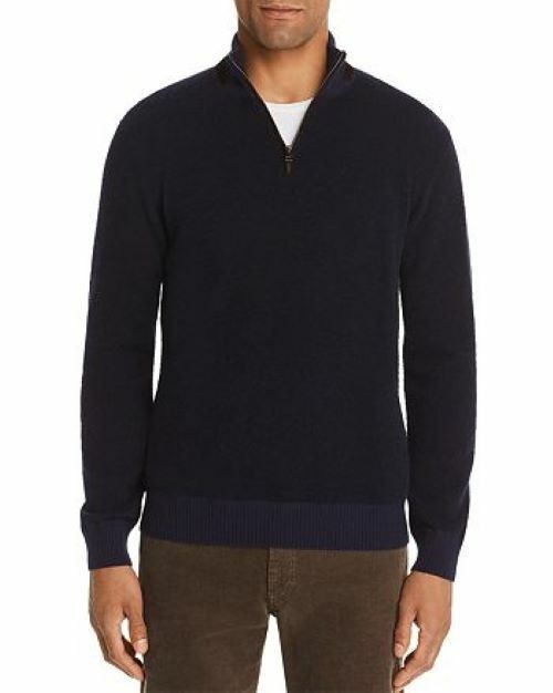 Translation missing: en.The Men's Store Wool Blend Half-Zip Boucle Sweater Navy-Small