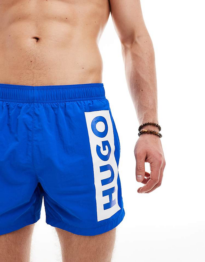 Translation missing: en.Hugo by Hugo Boss Men's Blue Okko Logo Swim Trunks 4" inseam Blue-Size XL