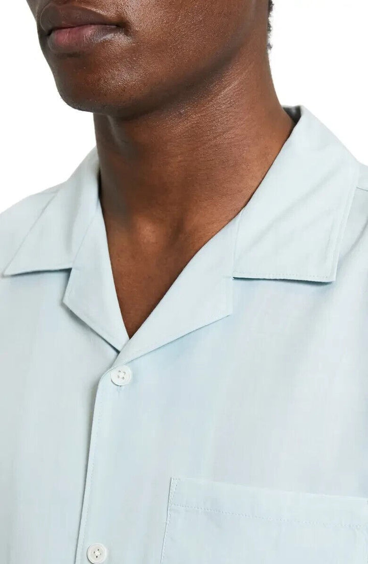 Translation missing: en.Theory Noll Short Sleeve Button-Up Camp Shirt in Stratus Green- Size Small